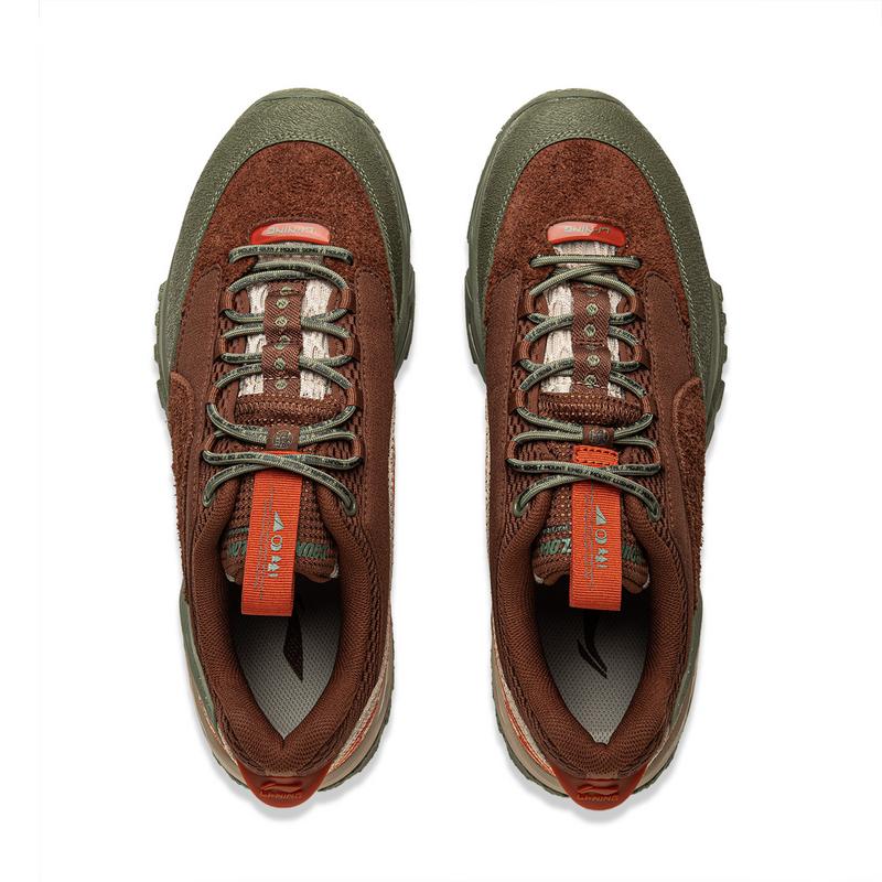 New LiNing CF Su Xi Xingye V2 Cushioning Wear Resistant Low Top Outdoor Trekking Shoes Men's Tan AHCU039-2