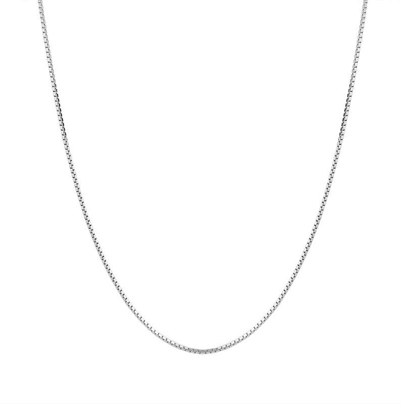 S925 Silver White Gold Thin Box Clavicle Necklace