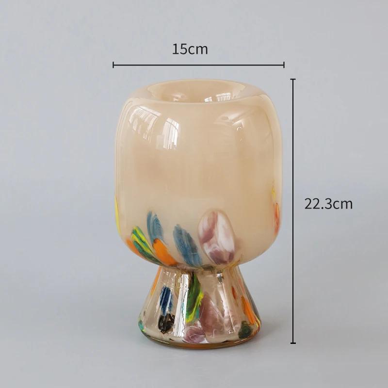 

Creative Painted Glass Vase Mushroom Shaped Floral Vases Table Decoration Flowers Arrangement Plant Pots Room Aesthetic Decor