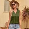 Sommer Damen Elegant Ärmellos Satin Bluse Damenmode V-Ausschnitt Weste Hemden Uni Seidenoberteil Lässig Locker Büroblusen