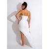 Women's Fashion Solid Color V-Neck Sleeveless Long Dress with Hot Drilling