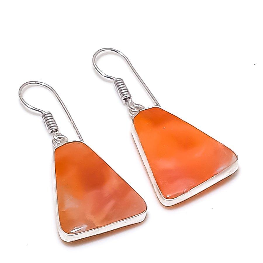 

Natural Orange Aventurine 925 Sterling Silver Jewelry Earring 1.50 b9J83