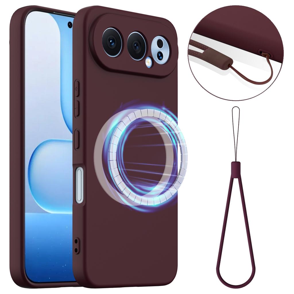 For Honor 500 5G Magnetic Case Anti-Drop Liquid Silicone Phone Cover with Lanyard
