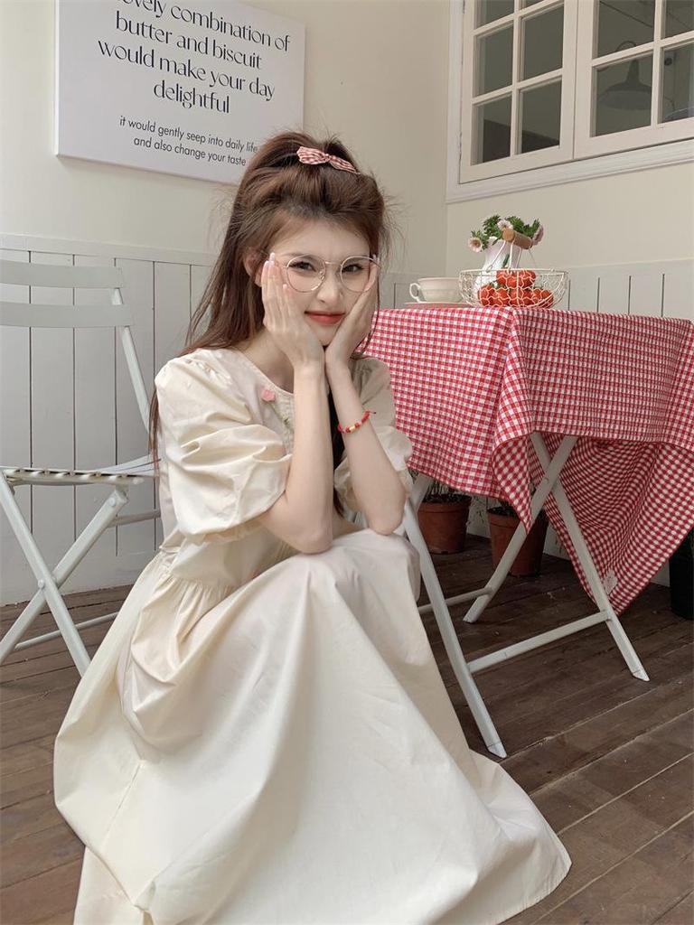 Robe d'été à manches bouffantes douces style académie japonaise pour femmes - Jupe style poupée fraîche niche étudiante d'été