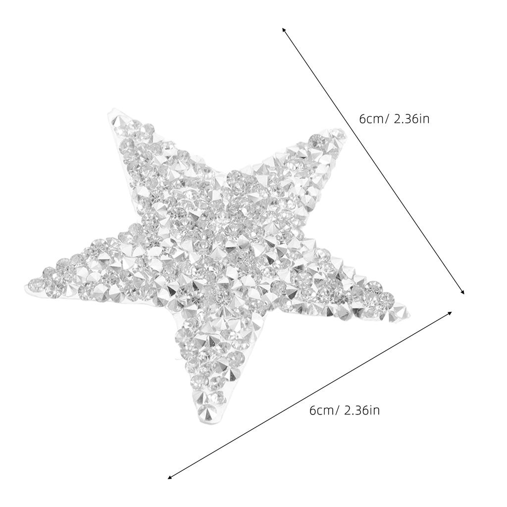 6pcs Diy Star Iron-On Rhinestone Patches Sparkly Adhesive Appliques For Clothing & Party Decoration Convenient Heat Transfers