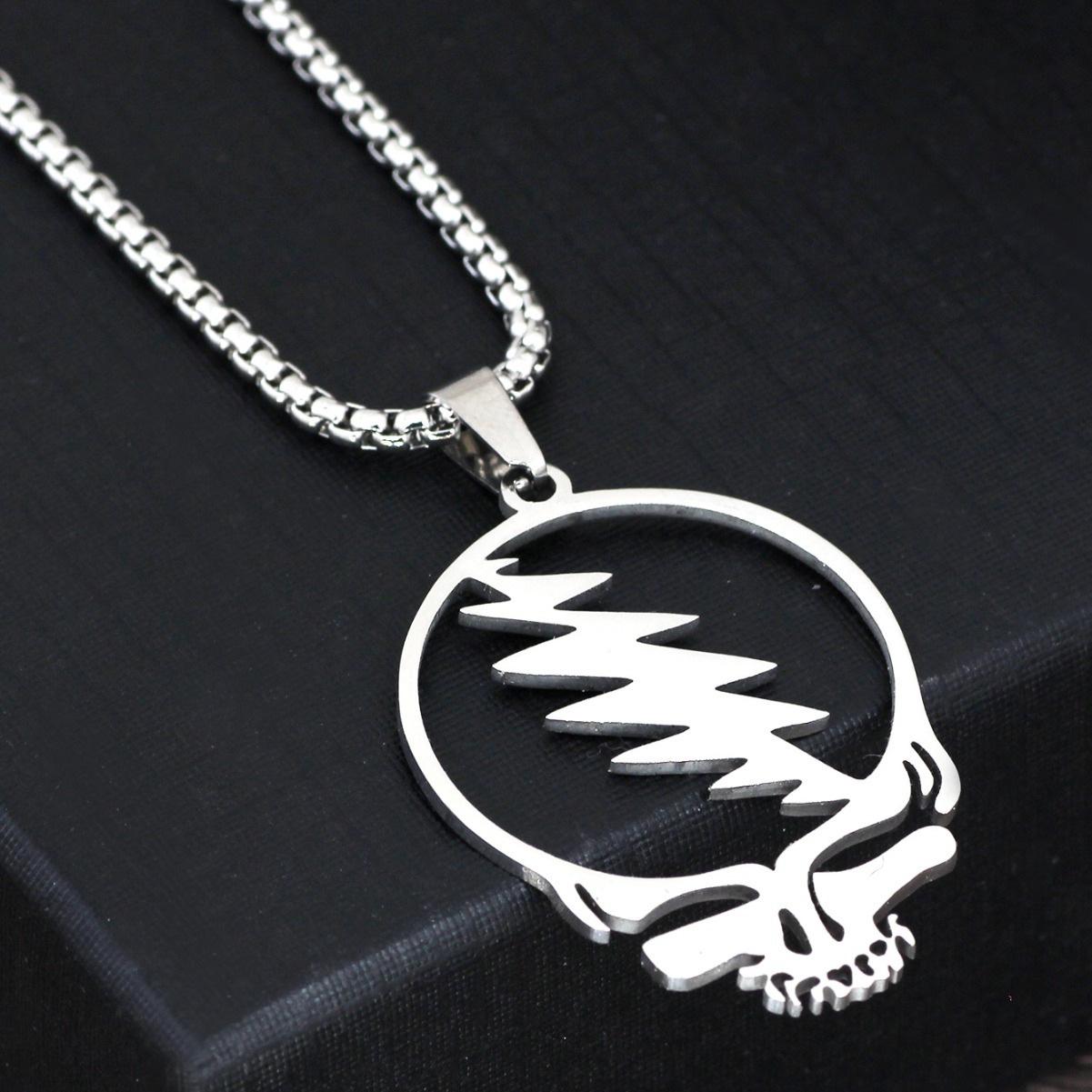 European and American Fashion Punk Rock Band Grateful Dead Skull Necklace Gothic Hip-hop Jewelry 60CM