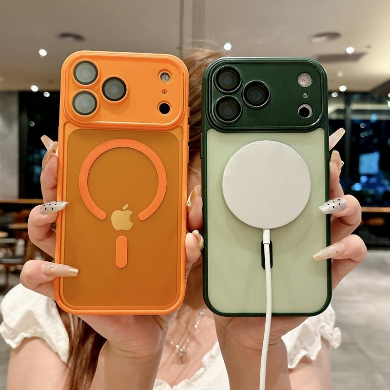 New Orange 17 pro max Phone Case for iPhone 17 AIR 17 PRO Max Magnetic Translucent Matte Camera Glass Film Protect Magsafe Cover