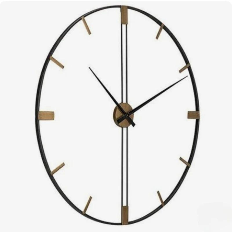 Large Wall Clock Living Room Iron Art Round Clocks Mechanism Silent Watches Kitchen Luxury Watch Room Design Wall Decoration