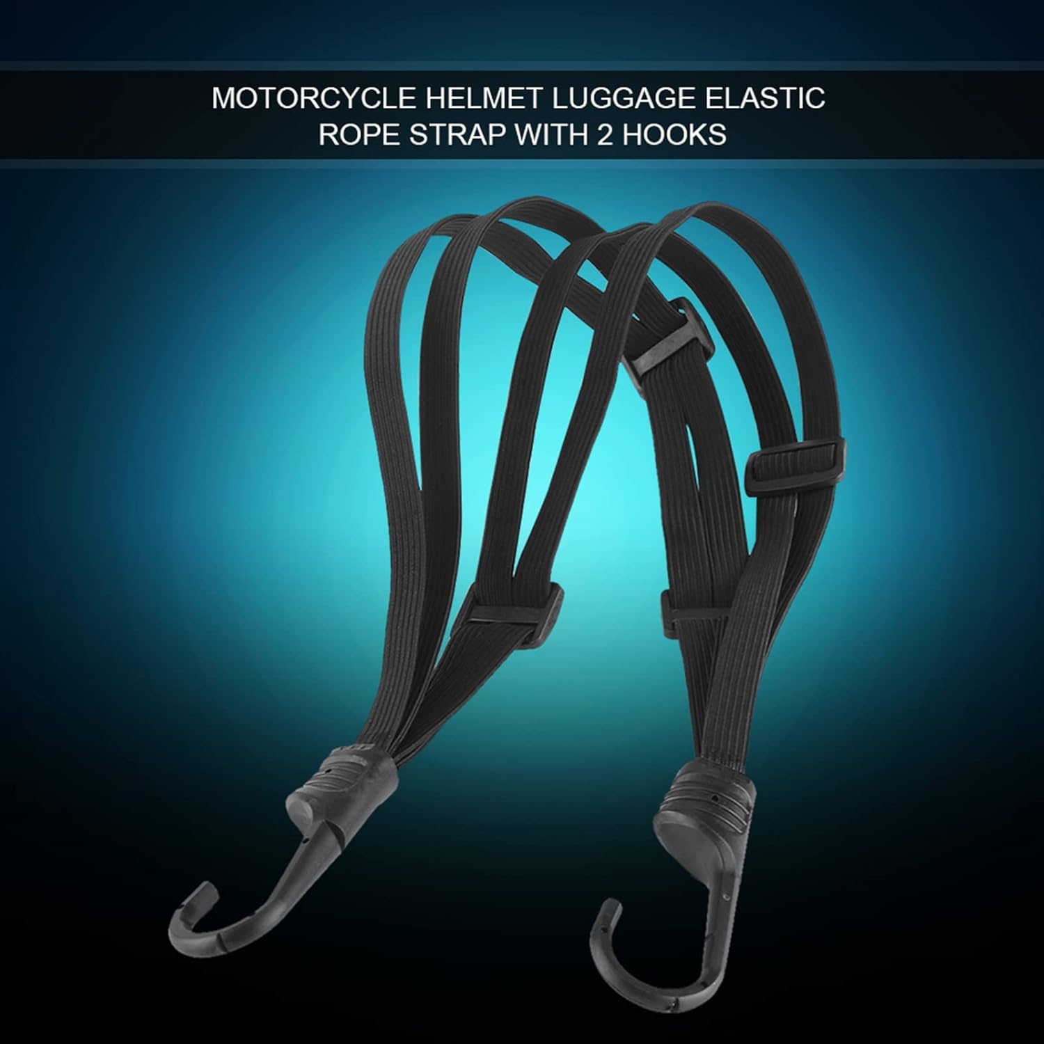 Motorcycles Mesh Helmet Rope, Black Helmet Rope Motorcycle Strength Retractable Helmet Luggage Elastic Rope Strap with 2 Hooks(63cm/24.8 )