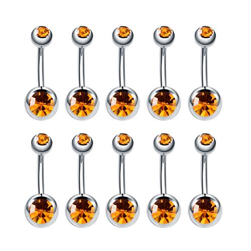 10Pcs Stainless Steel Belly Button Piercings Navel Earrings Gemed Goth Belly Rings Piercing Ombligo Punk Body Jewelry Women Men