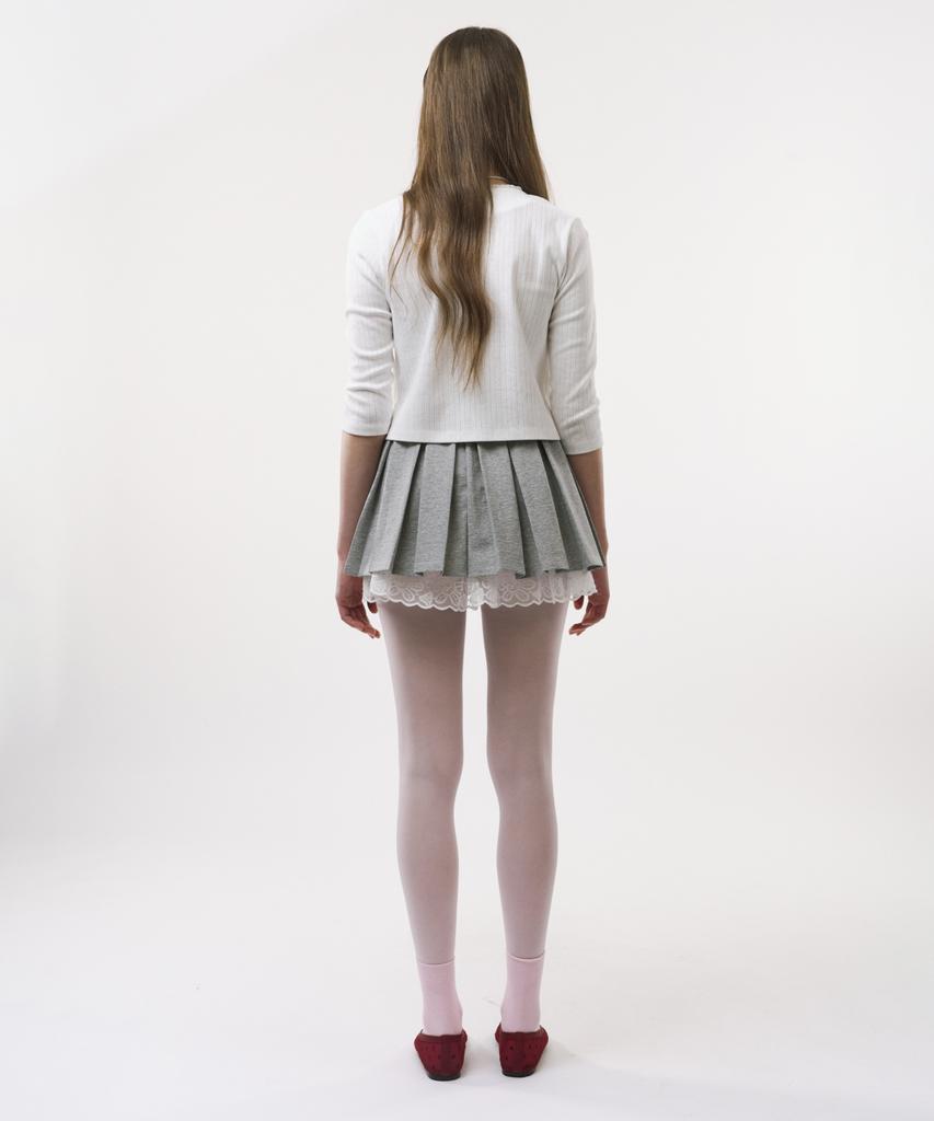 Podeowedeo Girls' Pleated Mini Skirt (Melange Gray)