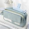 Flip Cover Pencil Case Pen Bag Hitting Color 3 Compartments Handbag Storage Pouch for Stationery School