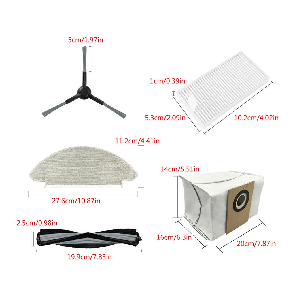 Main Brush Vacuum Cleaner Mop Cloth Filter Side Brush Dust Bag Replacement Part Sweeping Robot Accessories for Sweeper