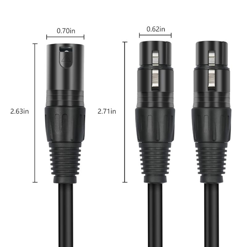 3Pin Male to Double Female Plug Y Splitters Adapters Cable Wire for Amplifiers Speakers Headphones