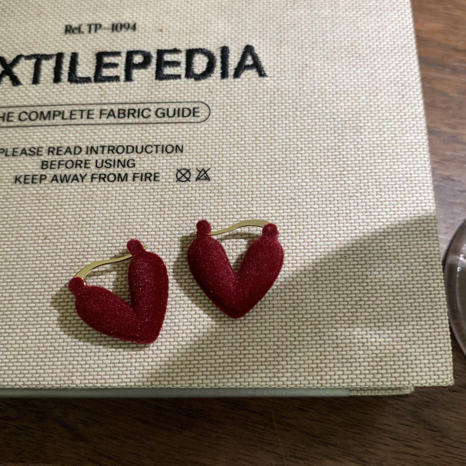 French Retro Wine Red Heart Clip-On Earrings - Elegant Hong Kong Style Luxury Jewelry