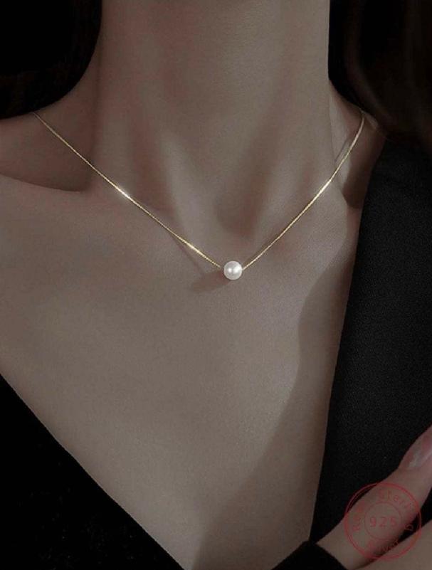 Stylish Charming 925 Sterling Silver Necklace High Quality Hypoallergenic Silver Plated Pearl Pendant Necklace for Women