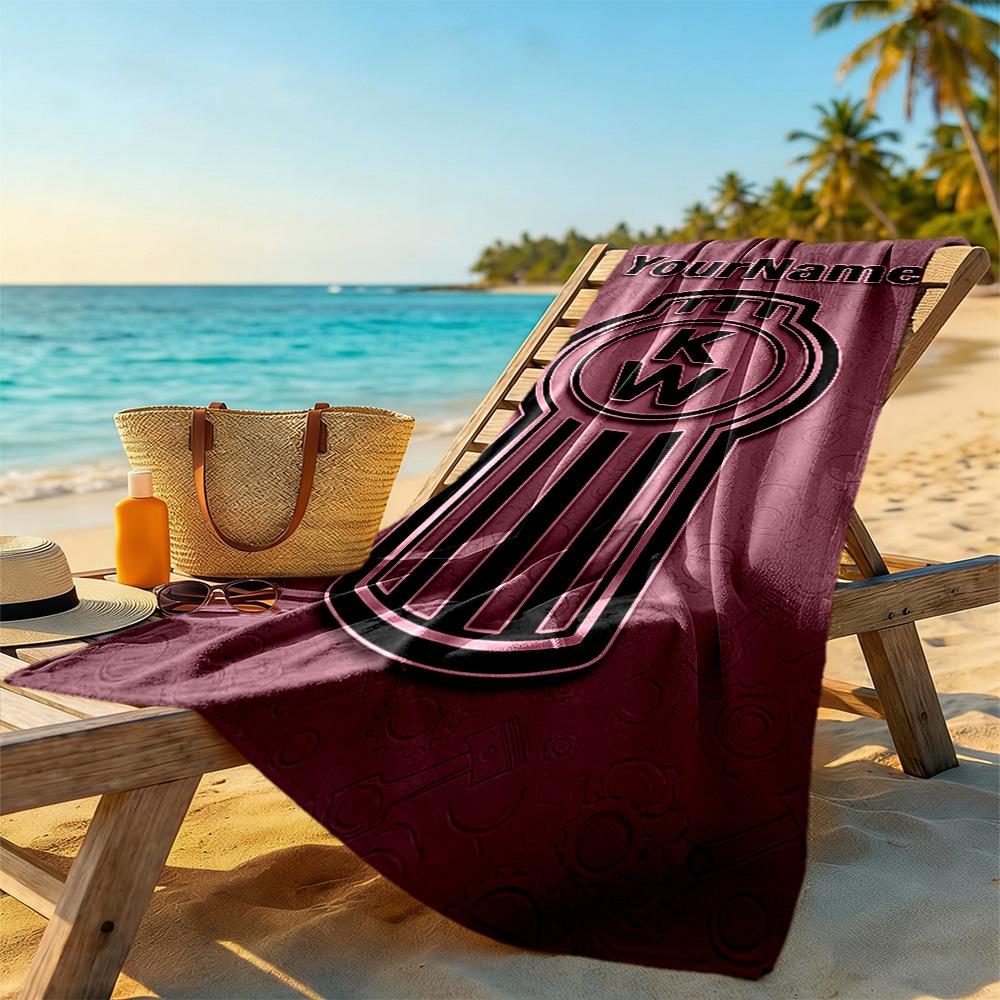 Kw Heavy Trucks Customize Text Beach Towel Quick-Dry Soft Microfiber Suitable for Swimming Gym Camping Yoga Vacation