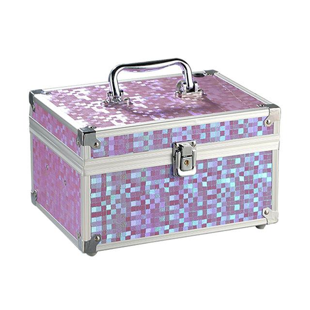 

Чехол для макияжа, светодиодный 3 регулируемых цвета, профессиональный косметический органайзер, футляр для макияжа из алюминиевого сплава, запираемая шкатулка для ювелирных изделий