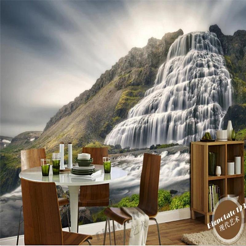 

Beautiful Fresh Art Mountain Wallpaper Waterfall Landscape Scenery Wall Sticker Living Room Background Wall Mural 200 cm(W) x 140 cm(H)