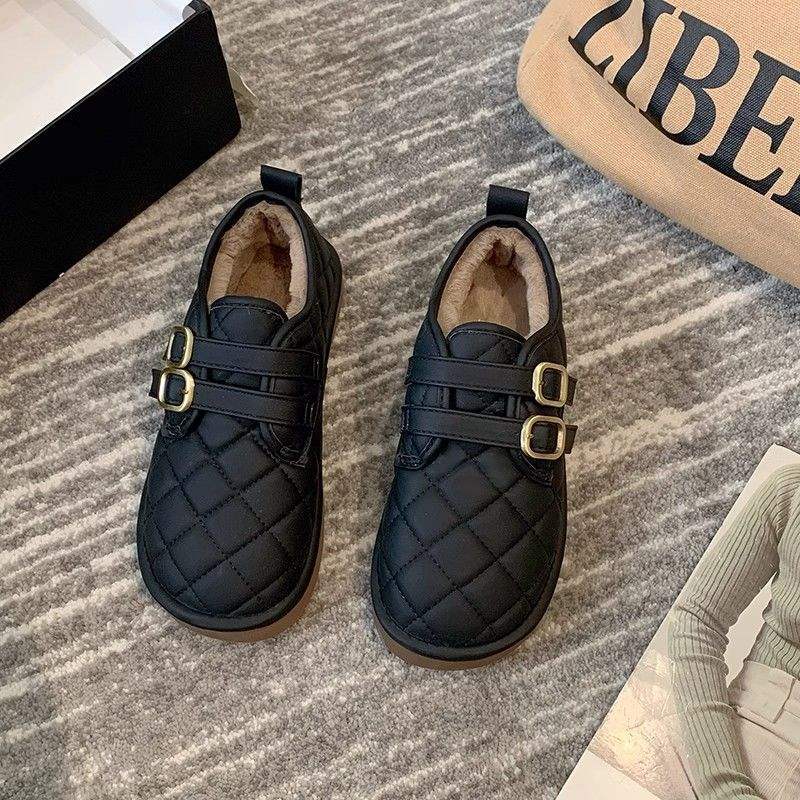 

Soft-soled four-season fluffy shoes, wear one-pedal Doudou shoes in winter, four-season velvet snow cotton shoes for women 40 чорний