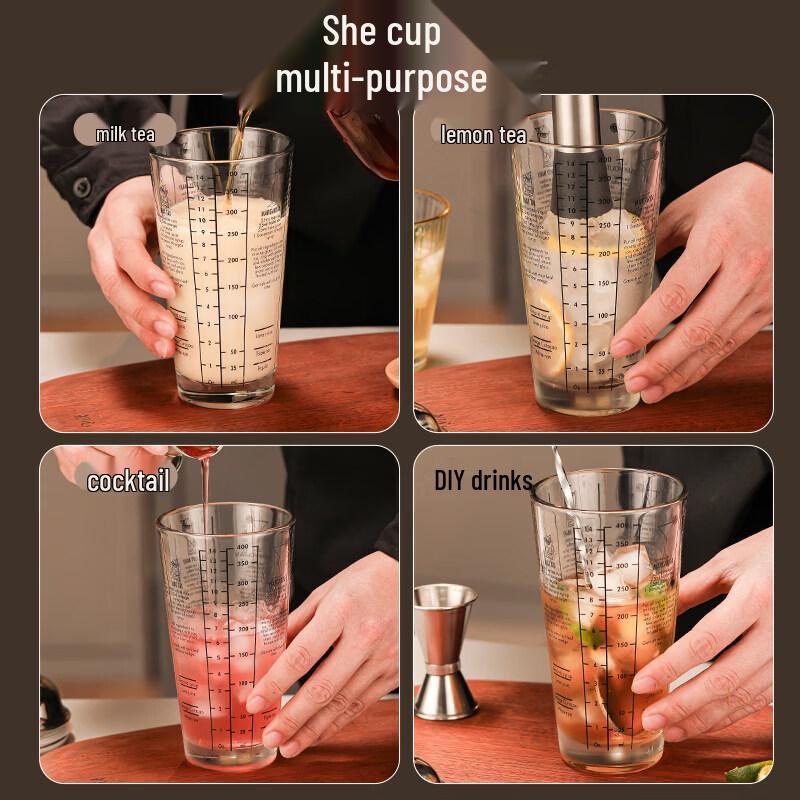 Chixing Professional Stainless Steel and Glass Cocktail Shaker Set