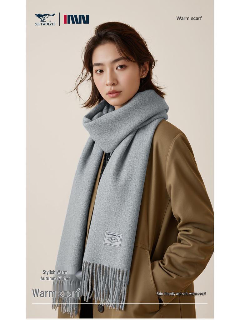 Universal Medium-Long Plaid Scarf: Stylish High-End Imitation Cashmere Neck Warmer for Men and Women