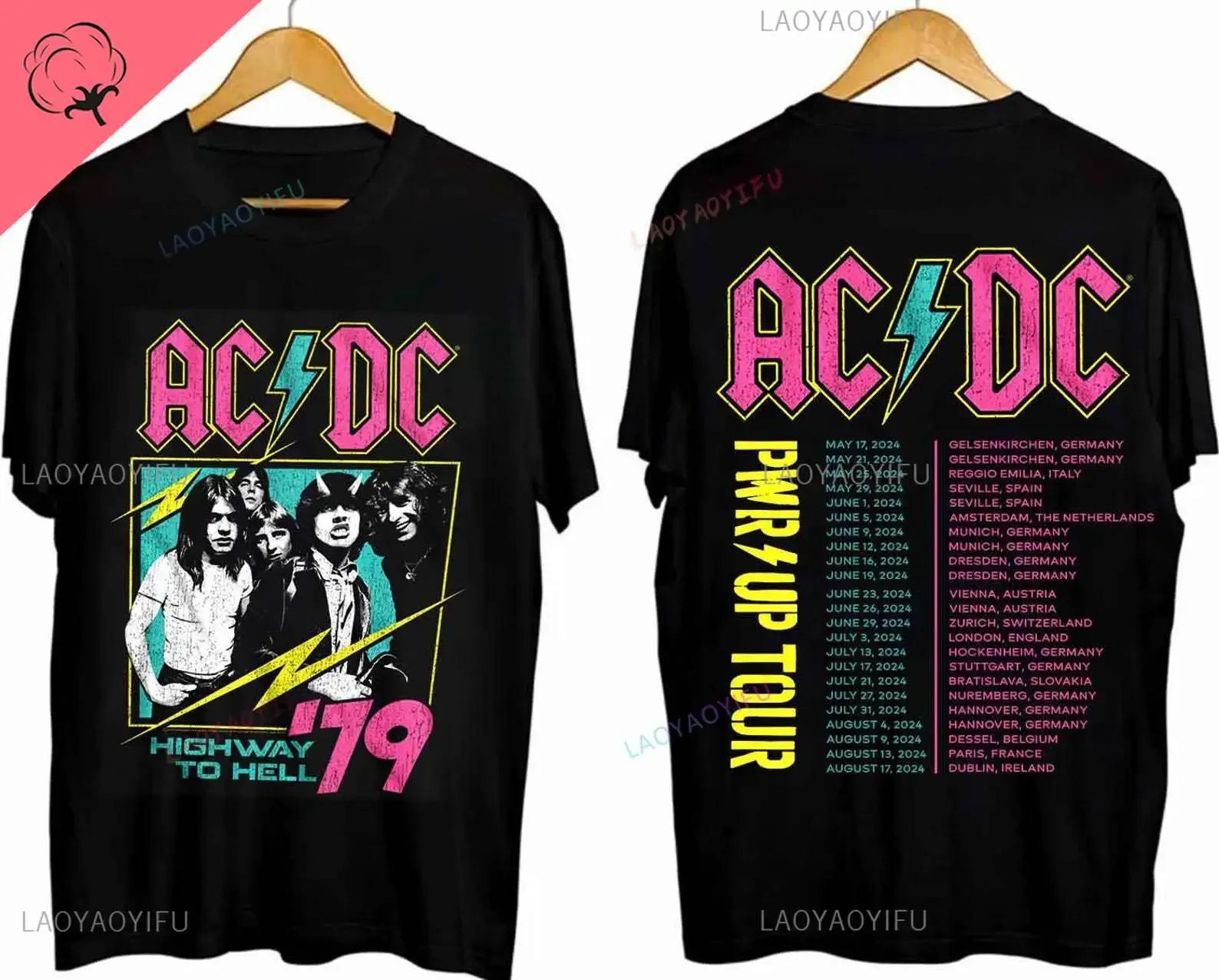

2024 AC-DC Band 51 Years Rare Vintage T-shirt Those about To Rock Casual Lyrics Short Sleeve Unisex Top TOUR PWRUP Cotton Shirt S
