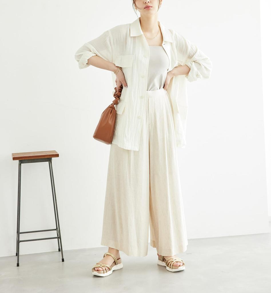 ROPE PICNIC Rayon Linen Blend Easy Wide Beige 38 Pants, (28)