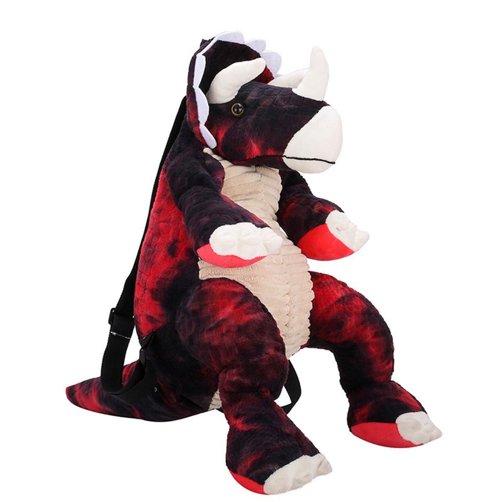 Kids Dinosaurs Plush Backpack Cute Cartoon Zipper Closure Strap Adjustable Stuffed Animal Backpack