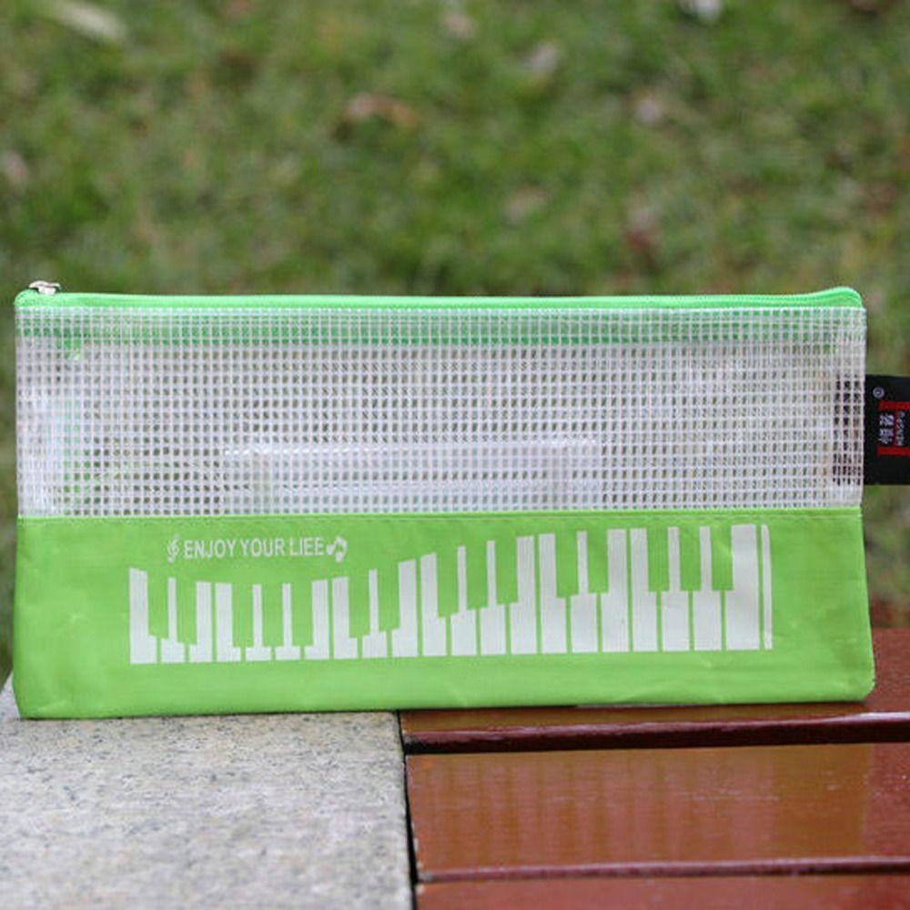 Waterproof Mesh Zipper Pouch Document Storage Stationery Pouch Piano Pencil Cases Office Home