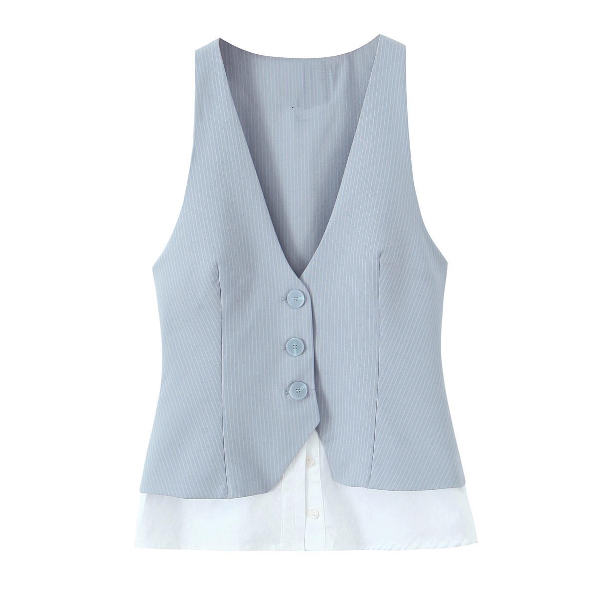 

Женская полосатая лоскутная майка без рукавов TAOP&ZA - Весенне-летняя мода, Повседневная и Универсальная Large как