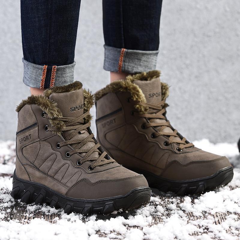 New Winter Cotton Shoes Fur Integrated Snow Boots Sports Outdoor Hiking Boots Velvet Warm Snow Boots