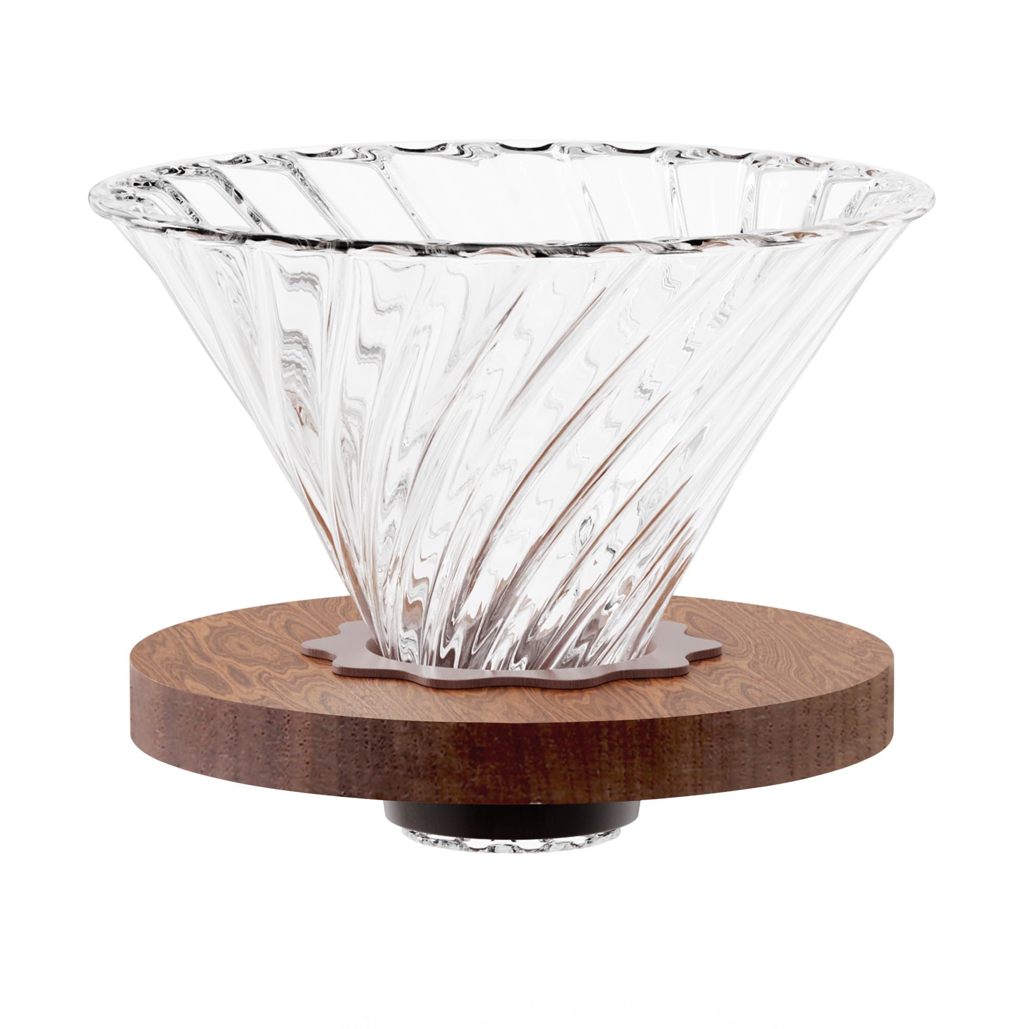 

FGIUKC V60 Coffee Dripper 01, Heat-Resistant Glass with Wooden Holder, Conical Coffee Dripper, 1-2 Cups, Removable, Ideal for Camping, Outdoor