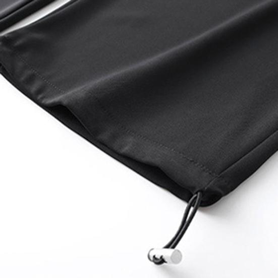 Men Pants Drawstring Waist Casual Trousers Solid Color Regular Style Long Pants with Reinforced Pockets Daily Wear