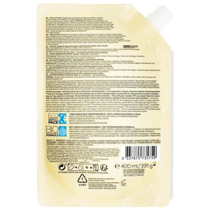 La Roche-Posay Lipikar Huile Lavante AP+ Relipidante Anti-Grattage Ecorecharge 400 ml