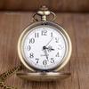 Vintage Unisex Hollow Gear Arabic Number Quartz Pocket Watch Pendant Necklace