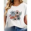 European Size  Pattern Printed Casual Round Neck Short Sleeve T-shirt Summer New Women's Wear