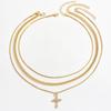Cross pendant necklace European and American style multi-layer stacking design sweet and cool personality collarbone chain necklace