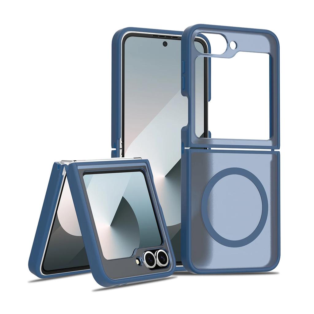 Skin Feel Shield Magnetic Case For Samsung Galaxy Z Flip 6 7 5G Magsafe Wireless Charging TPU Frame Hard Plastic Phone Cover