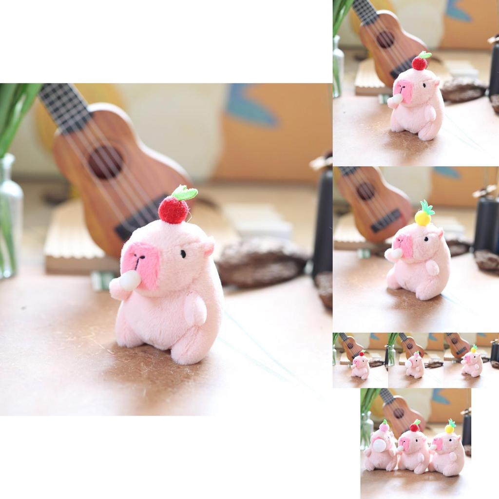 Charming Capybara Plush Keychain Cute Bubble Blowing Stuffed Animal With Soft Short Plush In Pink Yellow Red