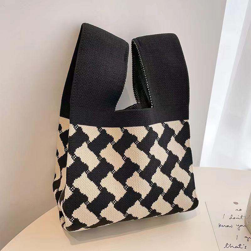 Panda Knit Women's Cross-Border Wrist Tote Handbag