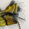Black and gold tulle ribbon hair ornament for Japanese traditional perfect for ceremonies and Braided black and gold ribbon hair head clothing,