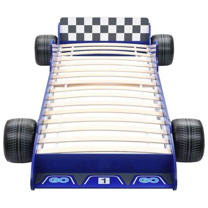 VidaXL Lit voiture de course pour enfants 90 x 200 cm Bleu