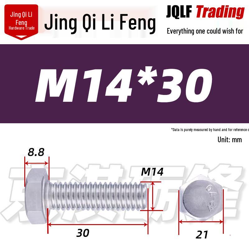 201 Stainless Steel Hex Head Full Thread Bolt: Wear & Corrosion Resistant, M4-M14 for Aerospace Machinery