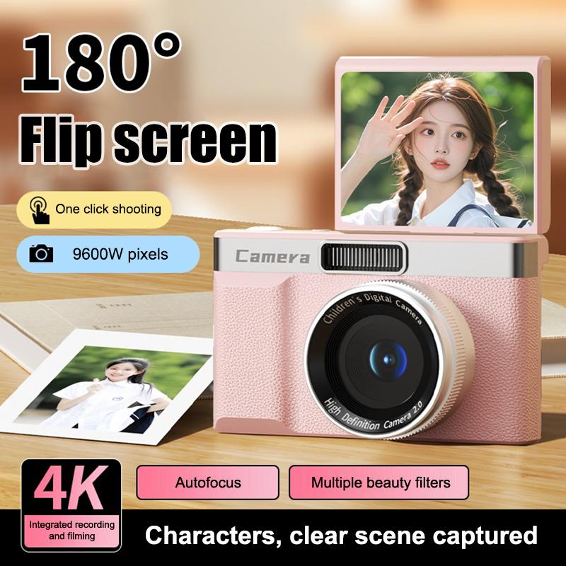 Ccd Digital Camera Travel 180°Flip Screen Selfie Camara 96Mp Autofocus 8X Zoom Entry-Level Kids Camara Portable Card Camera