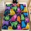 Colorful Animal Silhouette Print Flannel Blanket,High Quality Comfortable for All Seasons,Home Decor,Warmth and Comfort,Perfect for Christmas Gifts