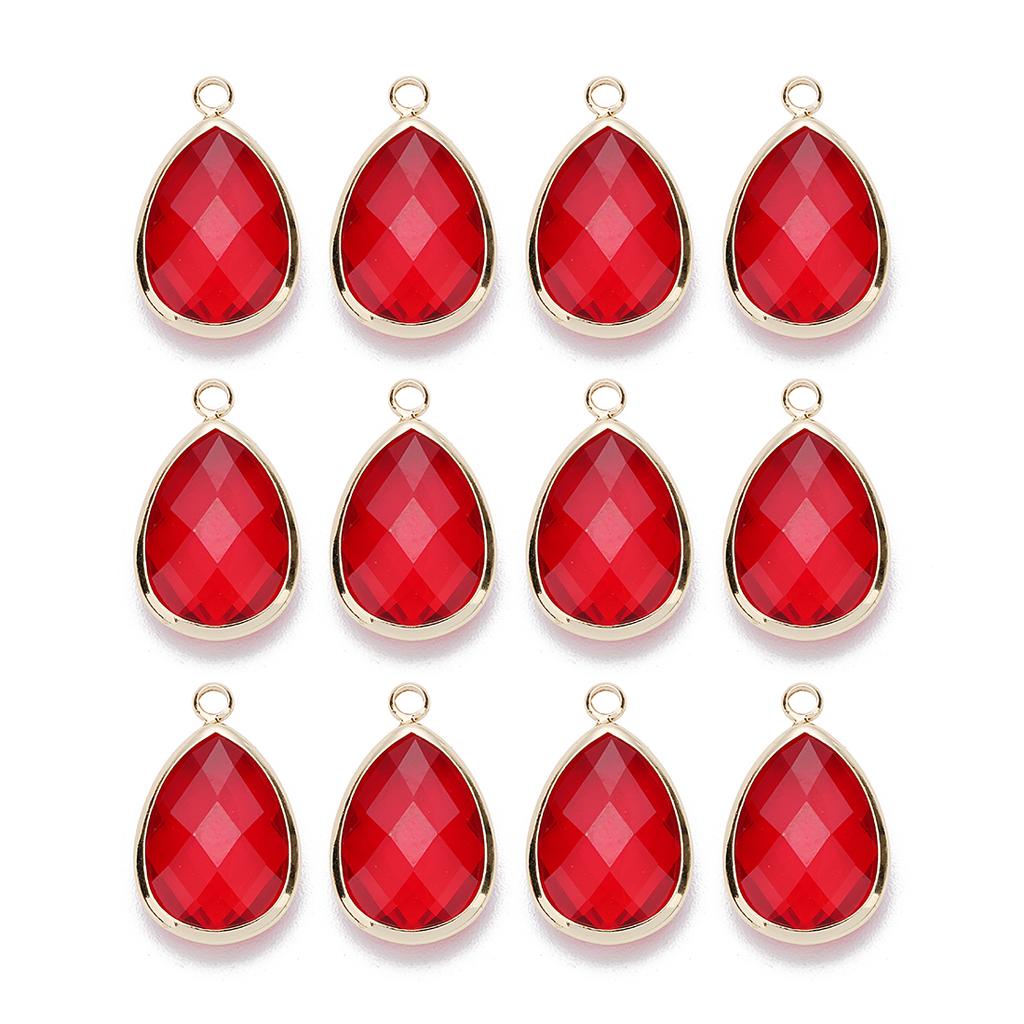 6Pcs Glass Droplet Shape Pendant with Gold Border High Quality Pendant For DIY Necklace Earrings Jewelry Accessories Supplies