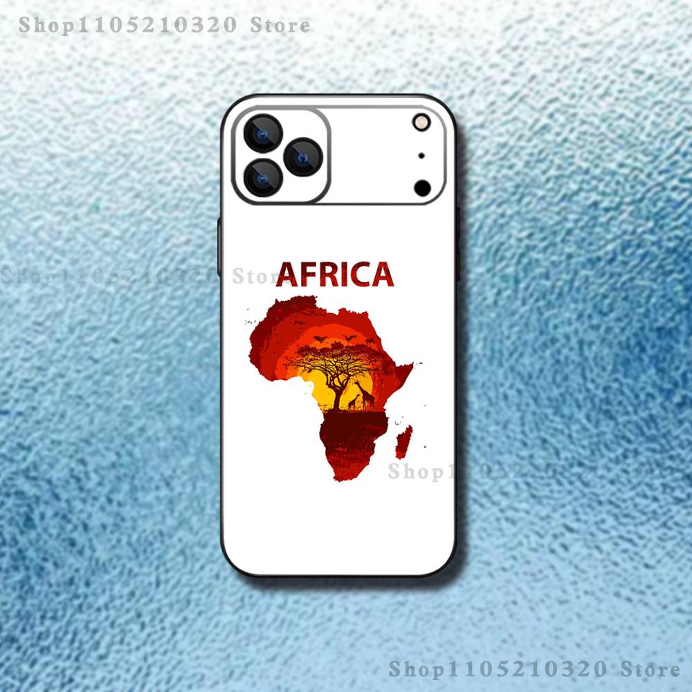 Africa Map Art Phone Case For iPhone 17,16,15,14,13,12,Pro,Max,Plus,E,SE4,Air,Mini Black Soft Box