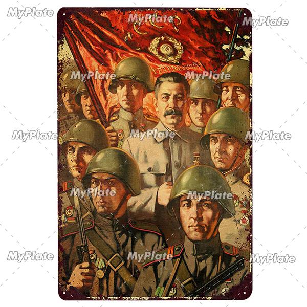Vintage Russian Metal Sign Plaque Tin Sign Plate Wall Decor For Bar Club Man Cave Classical Painting Propaganda Poster