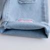 Mädchen Herbst Farbblock Bär Sweatshirt & Bestickte Weitbein-Jeans Set